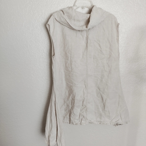 John Mark linen lagenlook mock neck asymmetric sleeveless top sz L - Picture 7 of 9